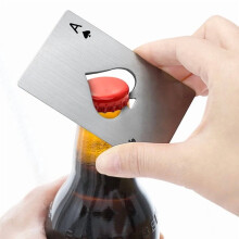 Flaschenöffner aus Edelstahl mit Pokerkartenmotiv