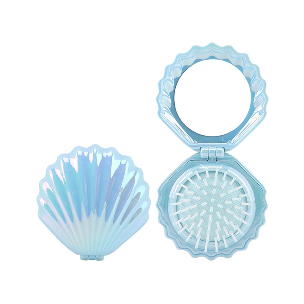 Shell-Shaped Foldable Travel Hairbrush with Mirror
