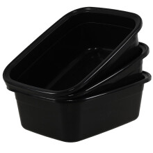 Oymlclivisa 16L Rectangle Plastic Washing Up Bowl for Sink Kitchen Basin Mixing Dish, 3 Packs, Black