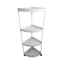 Mesa auxiliar esquinera redonda de 4 niveles – Estantería de plástico blanco