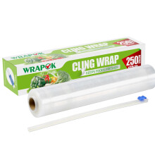 WRAPOK Catering Cling Film Dispenser and Cutter Kitchen Plastic Food for Kitchen, 350mm x 250m