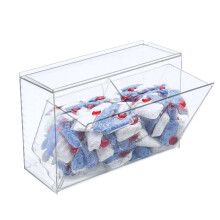 Gzsekken Dishwasher Tablet Storage Laundry Pods Storage Container Acrylic Detergent Washing Pods Box Capsules Dispenser Self-Standing/Wall Mounted