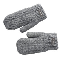 Heren gebreide winterhandschoenen Fleece gevoerd-Lichtgrijs