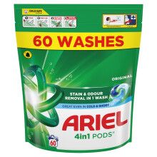 Ariel 4in1 PODS?, Washing Liquid Laundry Detergent Capsules 120 Washes, Original, Stain & Odour Removal in 1 Wash, Great Even In Cold & Short
