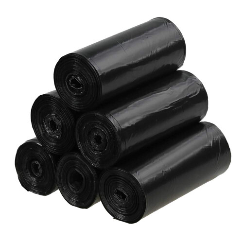 Qshape 150 Counts Kitchen Black Bin Liners Bags, 40 L Bin Bag, 6 Rolls