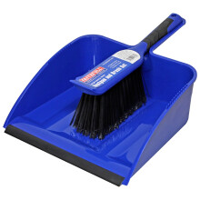Faithfull FAIBRDUSTLRG Large Heavy-Duty Plastic Dustpan and Brush Set, PVC Lip, Flagged Bristle Brush with Built-in Scraper for Easy Cleaning &