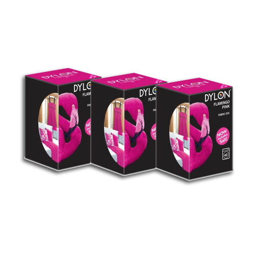 Dylon 3 x DYLON Fabric Dye Machine Use 350g - (Flamingo Pink)