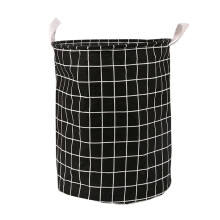 Large Spacious Foldable Grid Fabric Laundry Basket-Black XXL