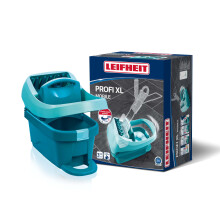 Leifheit Profi XL Wringing Bucket with Rollers, Foot Operated, Heavy Duty, Turquoise, 51 x 39 x 29 cm