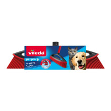 Vileda Multi Rubber Broom for Indoor and Outdoor Environments, Hard Rubber and Natural Rubber Suitable for Animal Fur and Hair, Red/Black, 34 x 13.5 x