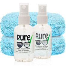 Glasses Sunglasses Lens Cleaning Kit - 2 Handy 60ml Bottles Plus 2 Super Large, Soft Microfibre Cleaning Cloths. This Natural Eco-Friendly Cleaner
