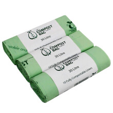30 Litre x 30 Compostable Caddy Bags - Compost Bag Kitchen Food Waste Compost Liners 30L - EN 13432 - Compost Bag Pedal Bin Bags with Composting Guide