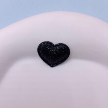 Schwarze Glitzer-Lederherz-Applikationen, 10 Stück