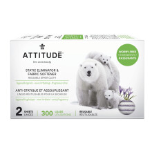 ATTITUDE Reusable Dryer Sheets, Static Eliminator & Fabric Softener, Fragrance-Free Laundry, 300 Loads, 2 Sheets (1 Pack)