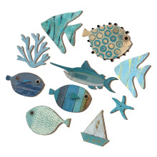 Handgefertigtes Fischschul-Wandkunst-Hängeskulptur-Ornament-Set
