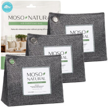 Moso Natural Air Purifying Bag 600g (3 Pack). A Scent Free Odour Eliminator for Kitchens, Bedrooms, Living Rooms, Pet Areas. Premium Moso Bamboo