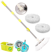 ARSUK Spin Mop Head Base Handle with 2 Microfibers Head Refills ? Stainless Steel Mops Stick/Rod/Pole Replacement for 360? Spin Buckets Systems,