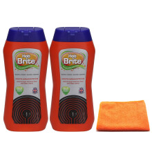 2X Hob Brite Hob Cleaner Lemon Sherbet (2X 250 ML), Ceramic, Electric, Halogen and Induction Hob Cream Cleaner with Microfibre Cleaning Cloth-