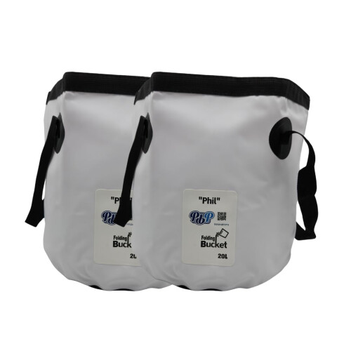 PBP Handy Folding Bucket 20L - "PHIL" (2PK) (White)