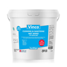 Vinco-SanWipe, Wet Wipes for Cleaning, Disinfecting & Sanitising, 1000 Large Wipes per bucket, Antibacterial & Antiviral. Kills 99.99% of Germs