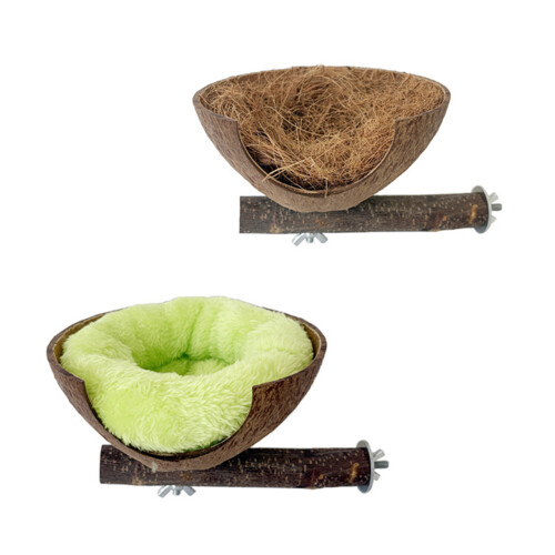 MultiFunctional Bird Perch Nest Coconut Shell Resting Place-3 1