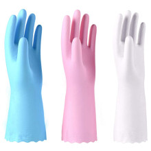 Alimat PluS 3 Pack Reusable Cleaning Gloves Latex Free - Dishwashing Gloves with Cotton Flock Liner and Embossed Palm - Waterproof Household Gloves