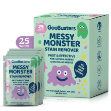 GooBusters Stain Remover Wipes ? 25 Pack ? Fast & Effective Cleaner for Clothes, Fabrics, Upholstery, Carpets & On-the-Go Messes ? Baby Essentials ?