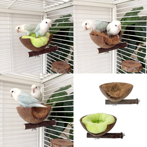 MultiFunctional Bird Perch Nest Coconut Shell Resting Place-2 2