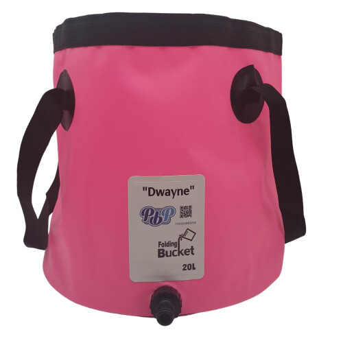PBP Handy Folding Bucket 20L - "DWAYNE" With Quick Hose Connector (Pink)