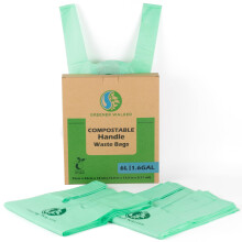 GREENER WALKER Compostable Caddy Liners with Tie Handle,6L-150 Bags Biodegradable Bin Liners Kitchen Food Waste Bags with Europe EN13432 & ASTM D6400