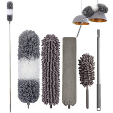 Suitteng Extendable Feather Duster, Microfiber Dusters for Cleaning Ceilings Fan, 250CM Extension Pole flexible to Reach Cobwebs, Washable Long Duster