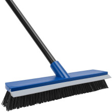 16'' Garden Broom Outdoor 2 in 1, with Rubber Squeegee and Stiff Bristle,58" Long Handle Yard Brush for Garden,Deck Patio Yard,Driveway,Warehouse