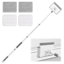 Venuso Skirting Board Cleaner, 55.9'' Skirting Cleaner Tool with Handle, 360? Rotatable Skirting Mop with 4 Replacement Microfiber Chenille Pads for