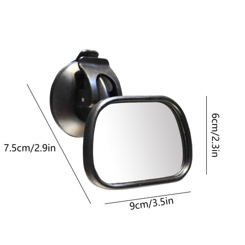 360 Adjustable Car Rearview Mirror with Suction Cup – Easy Install/Remove, Compatible with Back Seat (Black) 2