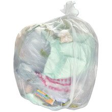 50 x Natural/Clear 90L Medium-Duty (28 Micron / 112 Gauge) Alina Coloured Refuse Sack/Polythene Dustbin Liner/Plastic Bin Bag / 90 Litre Natural/Clear