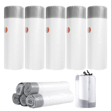 5 Rolls 20L Bin Bags Bin Liners Drawstring Rubbish Bags, Small Bin Bags Degradable Trash Bags Unscented Indoor Garbage Bags for Bedroom Kitchen Office