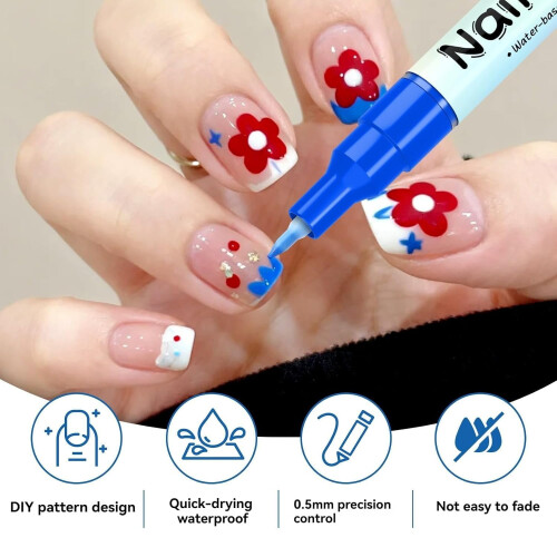 Wasserfestes Nagelkunst-Stiftset, 0,5 mm Spitze, 12 oder 24 Farben 2