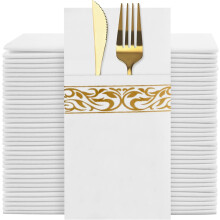 YIDUHAO Disposable Linen Feel Napkins,Decorative Wedding Napkins,Built-in Flatware Pocket,Folded Party Napkin, Soft, Strong, Absorbent, and
