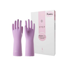 LANON 3 Pairs wahoo Skin-Friendly Dishwashing Cleaning Gloves, Reusable Kitchen Gloves, Cotton Flocked Liner, Non-Slip, Medium
