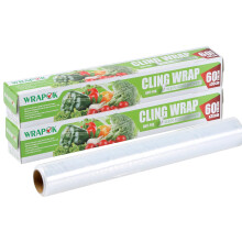 WRAPOK 2 x Cling Film Food Grade Wrap Plastic Catering Foodservice Tools for Kitchen, 300 mm x 60 m