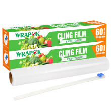 WRAPOK 2 x Catering Cling Film Dispenser and Cutter Kitchen Plastic Food for Kitchen, 35cm x 60m