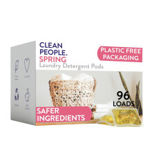 Clean People Laundry Washing Capsules - Recyclable Packaging, Hypoallergenic, Stain Fighting - Ultra Concentrated, Laundry Soap - Spring Scent, 96