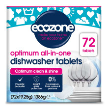 Ecozone Optimum All In One Dishwasher Tablets Bulk Buy x 72, Dishwashing Tablets with Salt, Rinse Aid & Extra Dry Effect, Powerful Degreaser & Dish