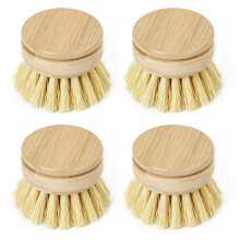 Jungle Culture Replacement Brush Heads for Eco Dish Brush ? Wooden Washing Up Heads Pack of 4 ? Interchangeable Soft Bristle Refills ? Natural Dish