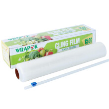 WRAPOK Catering Cling Film Dispenser and Cutter Kitchen Plastic Food for Kitchen, 350mm x 150m