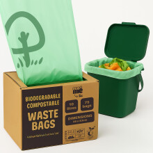 ecoME | 10L Extra Thick Compostable Caddy Liners | Biodegradable Food Waste Bags | Food Waste Caddy Bin Liners | EN 13432 Certified | UK Brand (10L 75