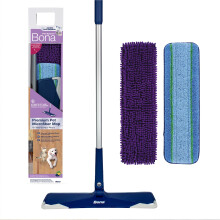 Bona Pet System Premium Microfibre Mop Kit, for Cleaning Hard Floors, Incl. 1x Floor Mop, 1x Cleaning Pad, 1x Sweeping Pad, Electrostatic Action