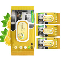 Wipes Premium Kitchen Pack of 4 ? 72, Lemon Scent ? Extra Strong Biodegradable Disinfectant Wipes Remove Grease Grime & Bacteria with Eco-Friendly
