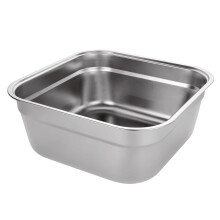 ASelected Washing Up Bowl, 304 Stainless Steel Large Rectangular 10 Litre Washing Basin, Dishtub, Mixing Bowl, Plastic Free, 33x33x13 cm