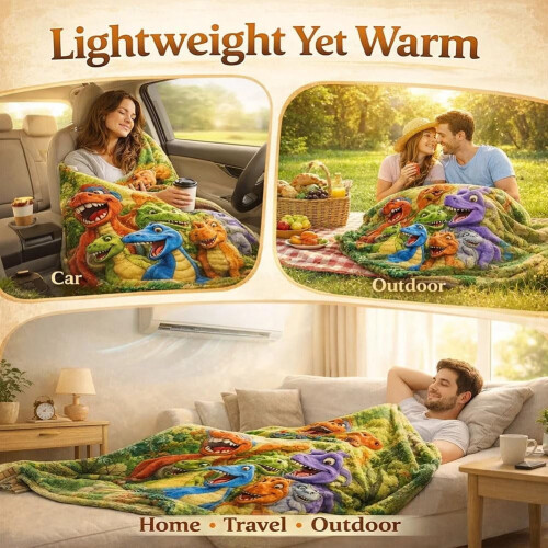 3D Dinosaur Flannel Throw Blanket 50x60 inches 2